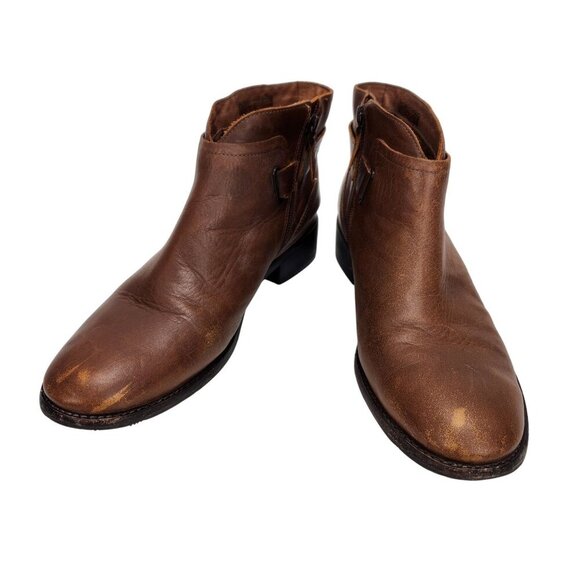 Ugg Boots Women's Size 9.5 Brown Leather Side Zip Ankle Strap - Picture 7 of 14